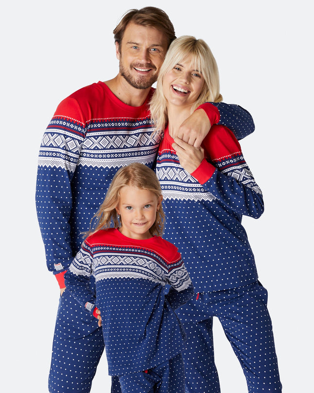 Marius Blå Pysj Familie - Ensemble pyjama de Noël en famille