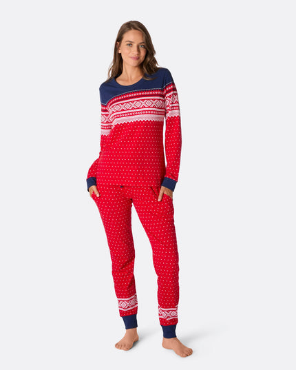 Pyjama rouge Marius pour femme - Style Noël et toute l'année