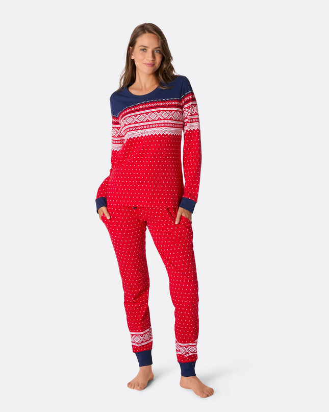 Pyjama rouge Marius pour femme - Style Noël et toute l'année