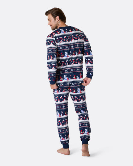 Pyjama de Noël pour homme avec motif de paysage de Noël