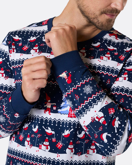 Pyjama de Noël pour homme avec motif de paysage de Noël