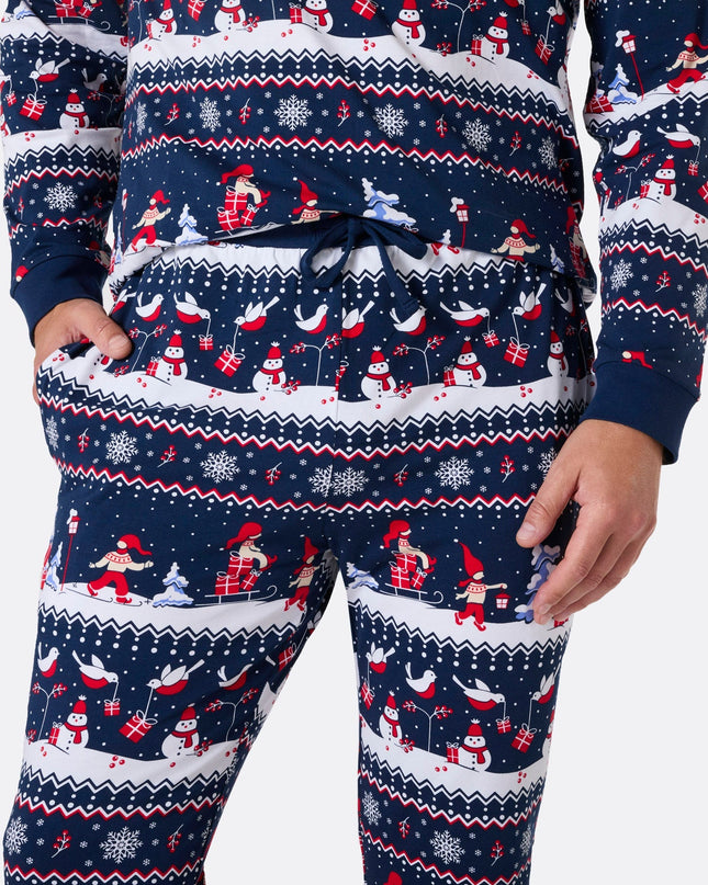 Pyjama de Noël pour homme avec motif de paysage de Noël