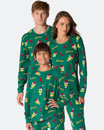 La famille en pyjama de Noël du Grinch