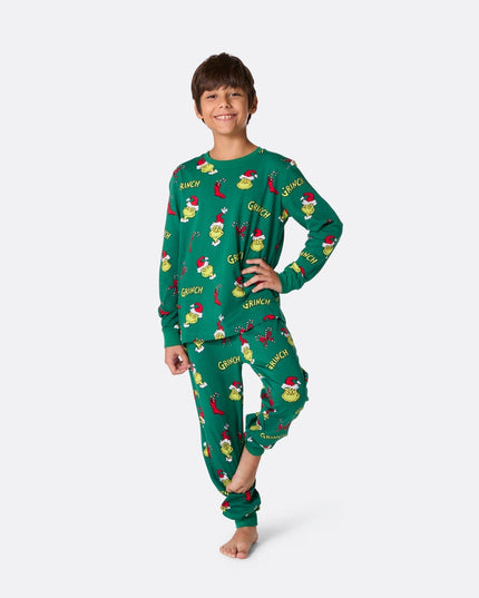 La famille en pyjama de Noël du Grinch