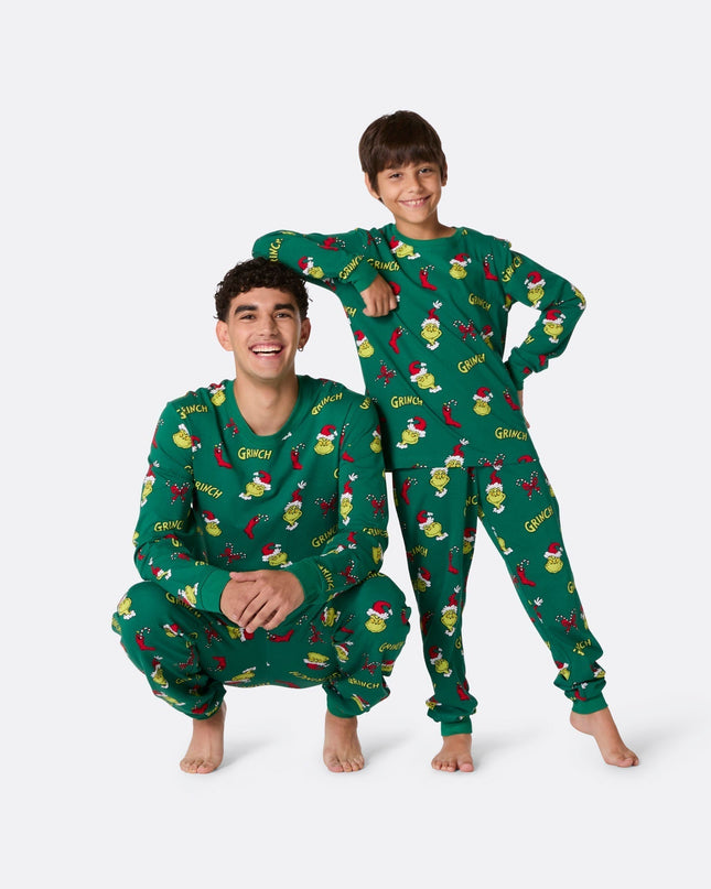 La famille en pyjama de Noël du Grinch