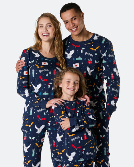 Pyjamas bleus Harry Potter pour toute la famille | Ensemble de nuit magique pour les fêtes