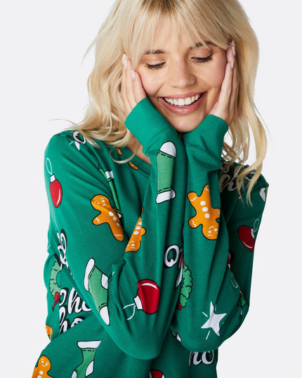 Pyjama de Noël vert Hohoho pour femmes