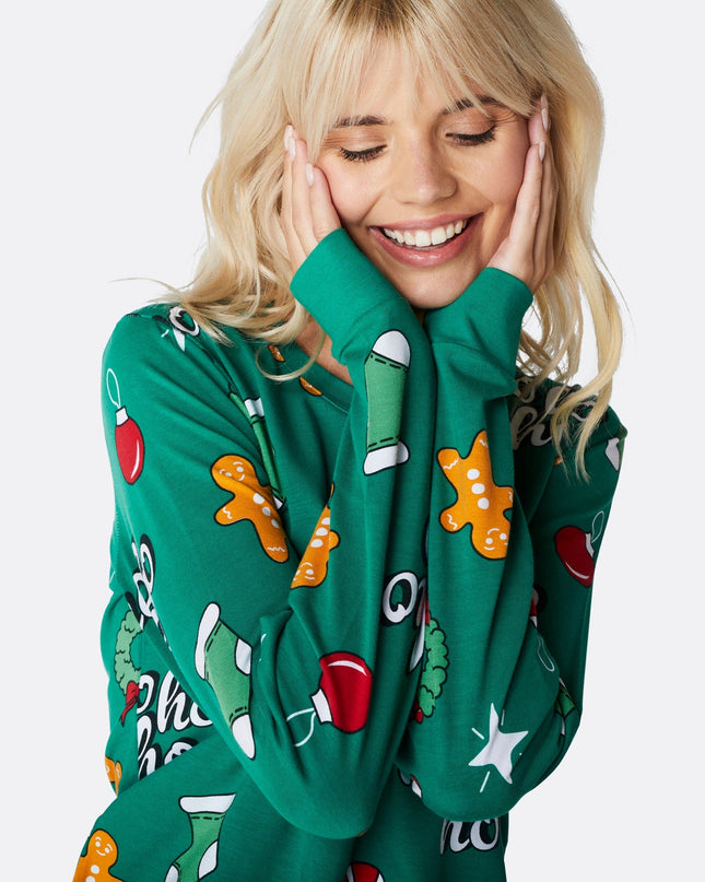 Pyjama de Noël vert Hohoho pour femmes