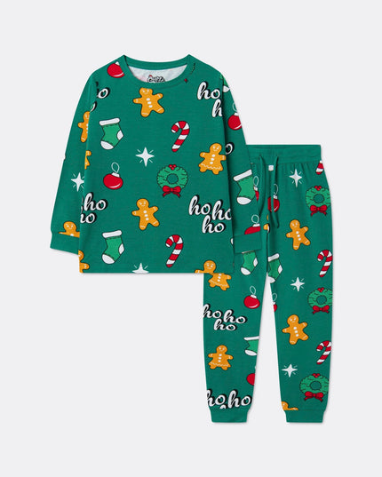 Pyjamas de Noël verts pour enfants | Vêtements de nuit amusants pour les fêtes