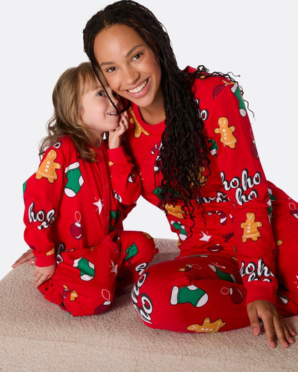 Salopette rouge Hohoho pour enfants - Pyjama de Noël