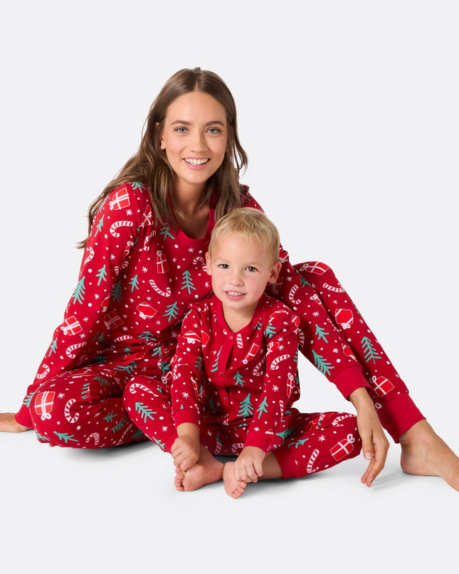 Pyjama de Noël rouge à motifs pour femmes