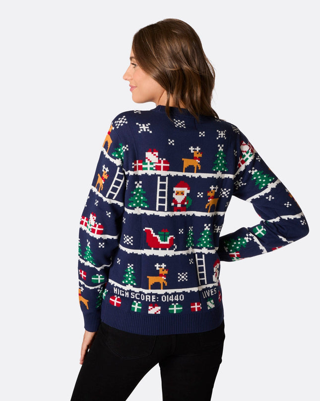 Pull de Noël rétro pour femme inspiré des jeux vidéo