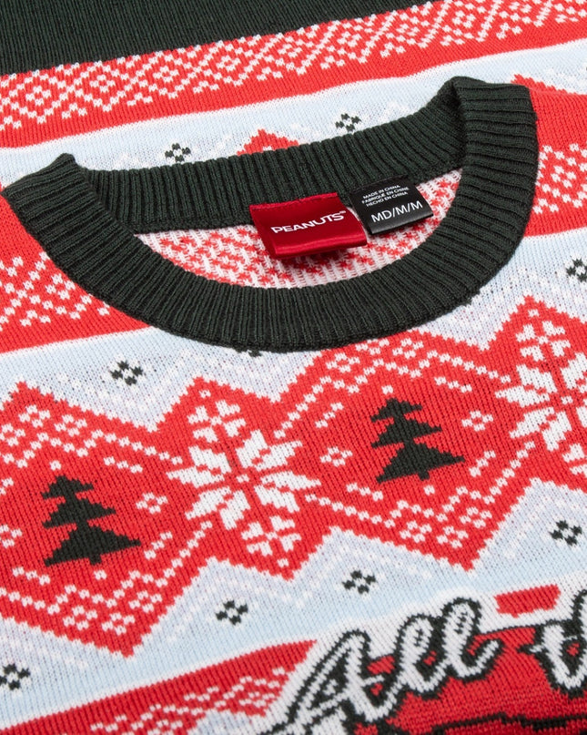 Pull de Noël moche Peanuts House : Tous les ornements