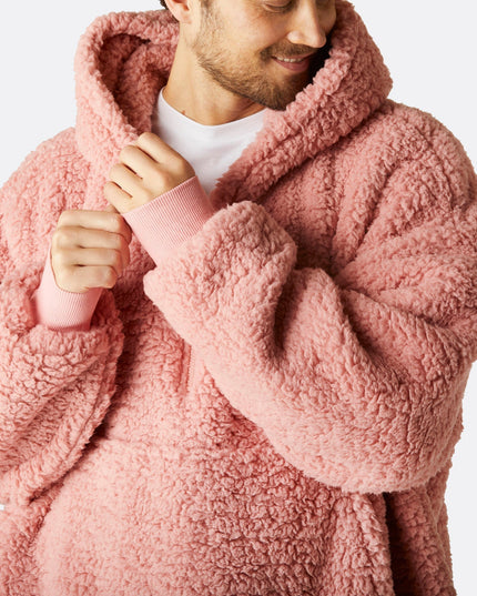 Sweat à capuche rose en sherpa HappyHoodie