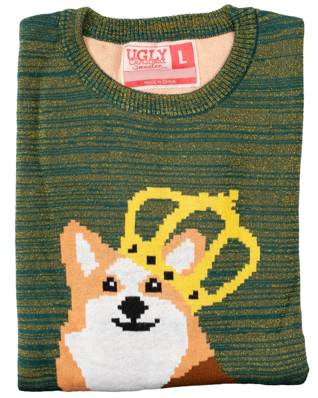 Pull de Noël moche pour les amoureux des chiens Queen Corgi