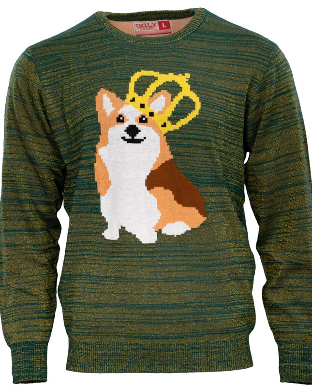 Pull de Noël moche pour les amoureux des chiens Queen Corgi
