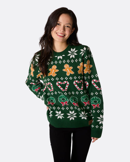 Pull de Noël vert pour toute la famille (femme)
