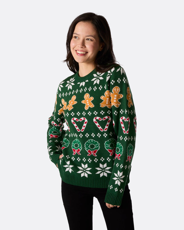 Pull de Noël vert pour toute la famille (femme)