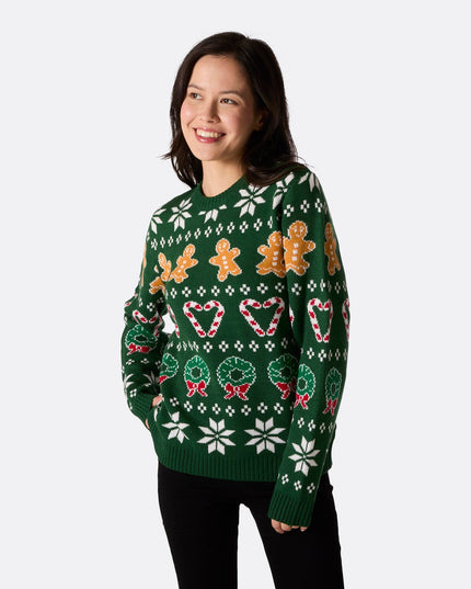 Pull de Noël vert pour toute la famille (femme)