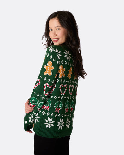 Pull de Noël vert pour toute la famille (femme)
