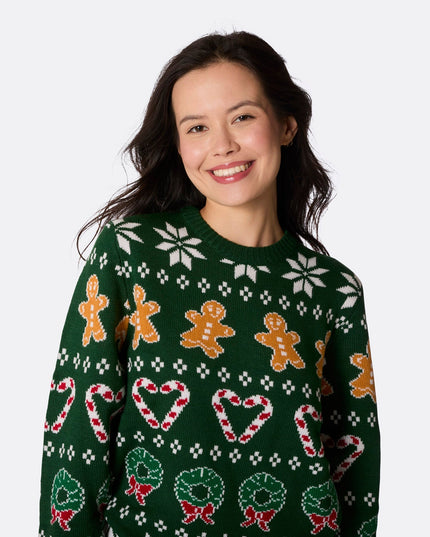 Pull de Noël vert pour toute la famille (femme)