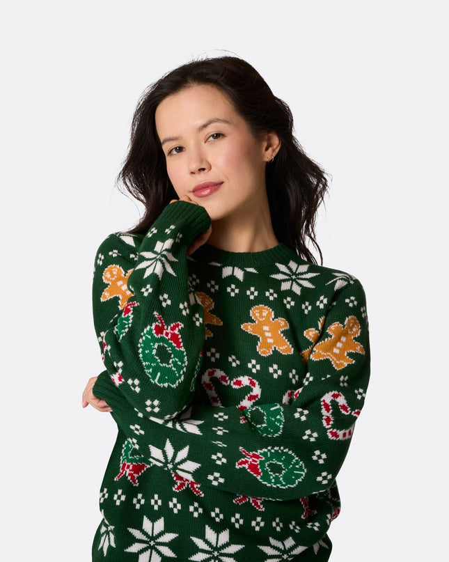 Pull de Noël vert pour toute la famille (femme)