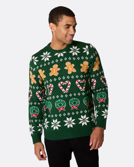 Pull de Noël vert pour toute la famille (hommes) pour les fêtes de fin d'année