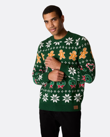 Pull de Noël vert pour toute la famille (hommes) pour les fêtes de fin d'année