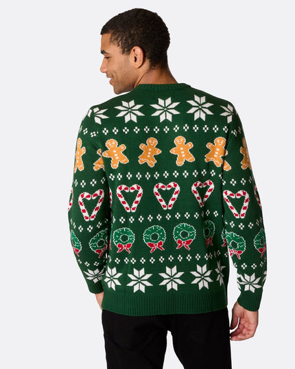 Pull de Noël vert pour toute la famille (hommes) pour les fêtes de fin d'année