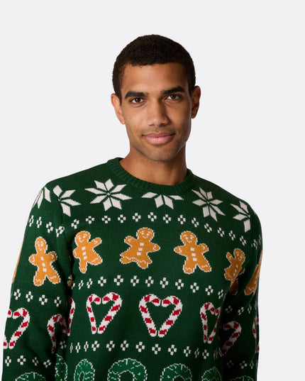 Pull de Noël vert pour toute la famille (hommes) pour les fêtes de fin d'année