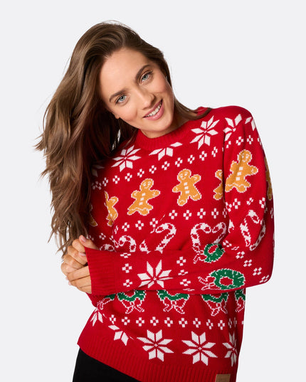 Pull de Noël rouge pour toute la famille (femme)