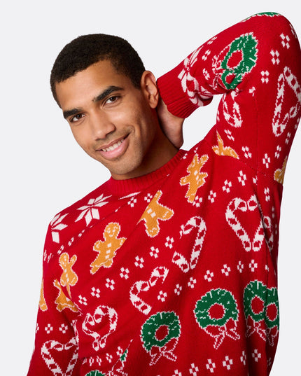Pull de Noël rouge pour homme, idéal pour les réunions de famille festives