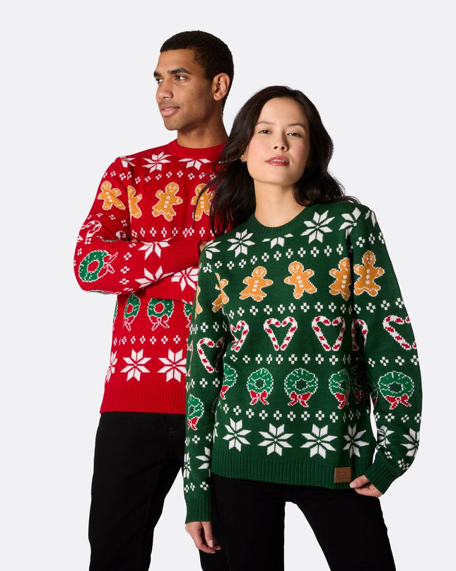 Pull de Noël vert pour toute la famille (hommes) pour les fêtes de fin d'année