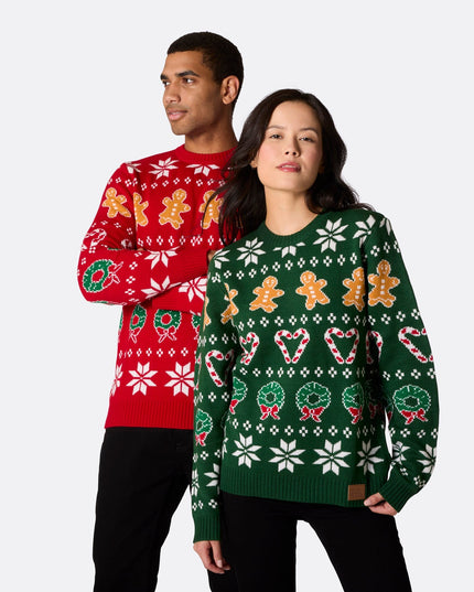Pull de Noël vert pour toute la famille (hommes) pour les fêtes de fin d'année