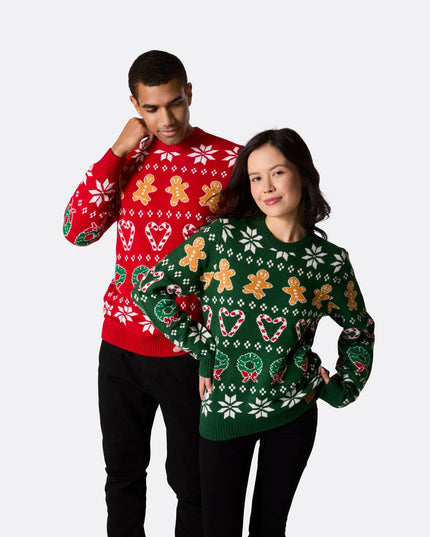 Pull de Noël vert pour toute la famille (hommes) pour les fêtes de fin d'année