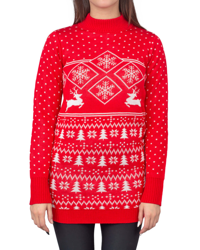 Robe pull de Noël moche pour femme avec motif renne rouge