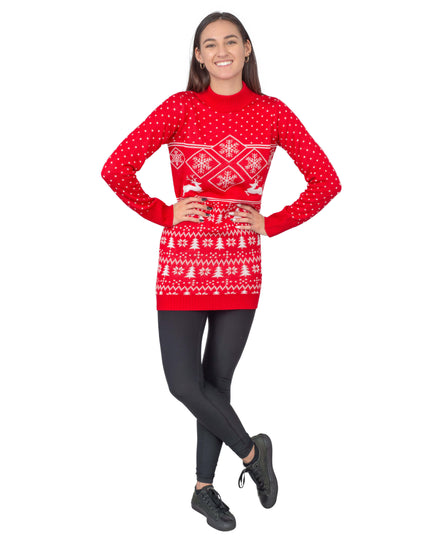 Robe pull de Noël moche pour femme avec motif renne rouge