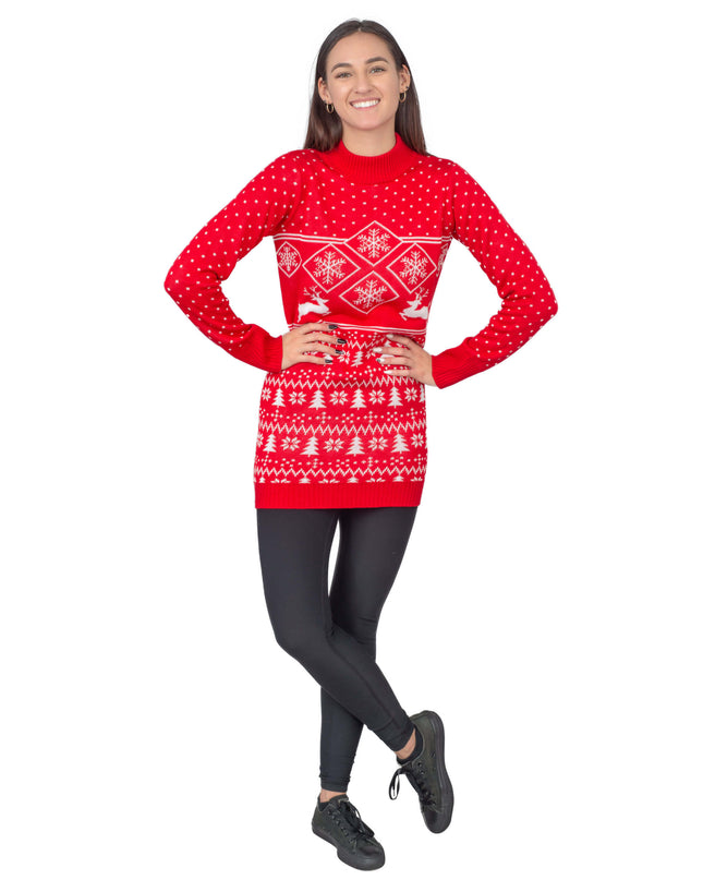 Robe pull de Noël moche pour femme avec motif renne rouge