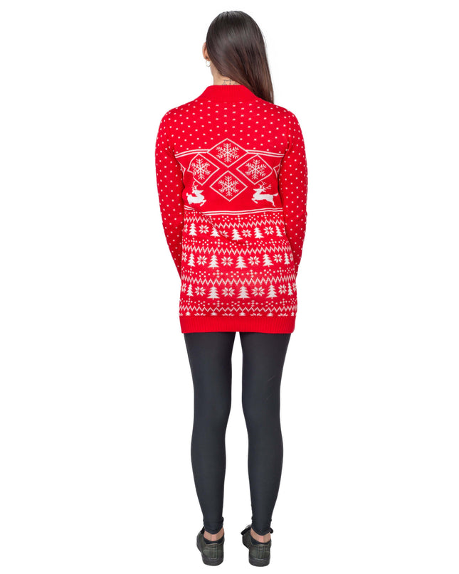 Robe pull de Noël moche pour femme avec motif renne rouge