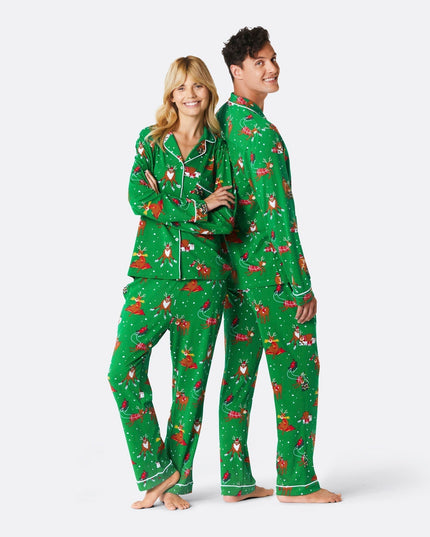 Women's Reindeer Christmas Pajama Set - Flannel Holiday Comfort