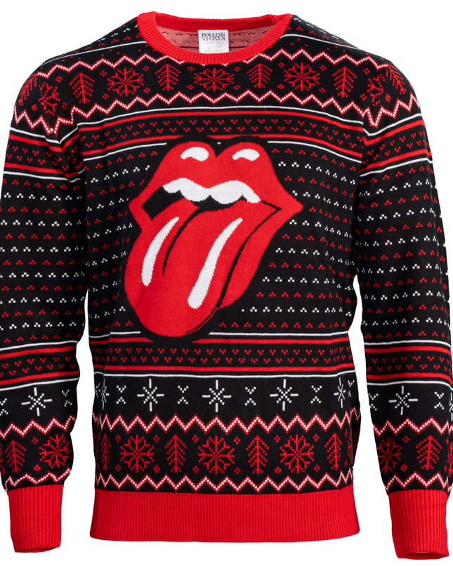Pull de Noël moche Rolling Stones avec lèvres et langue