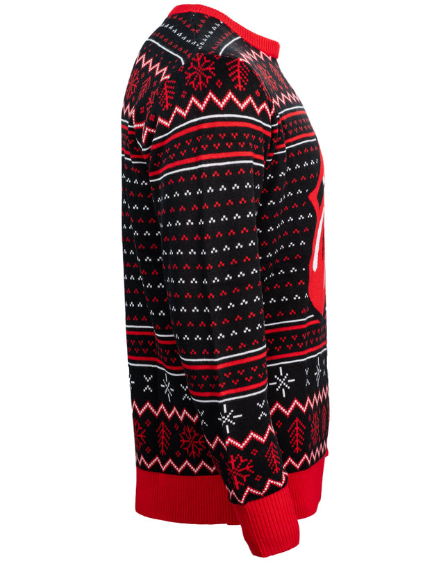 Pull de Noël moche Rolling Stones avec lèvres et langue