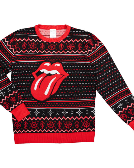 Pull de Noël moche Rolling Stones avec lèvres et langue