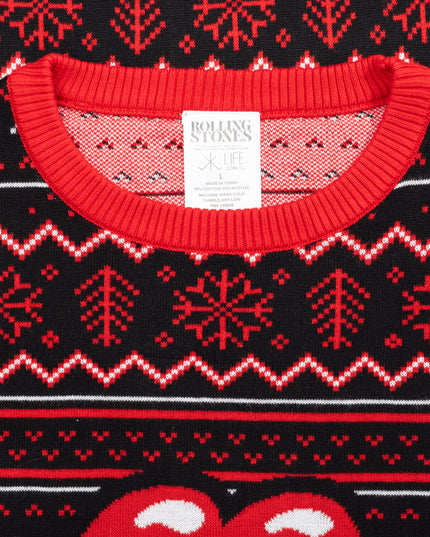 Pull de Noël moche Rolling Stones avec lèvres et langue