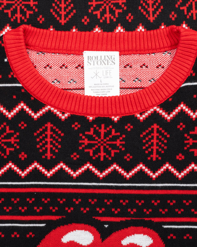 Pull de Noël moche Rolling Stones avec lèvres et langue