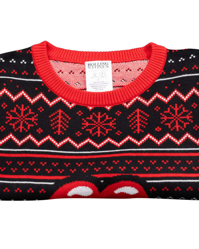 Pull de Noël moche Rolling Stones avec lèvres et langue