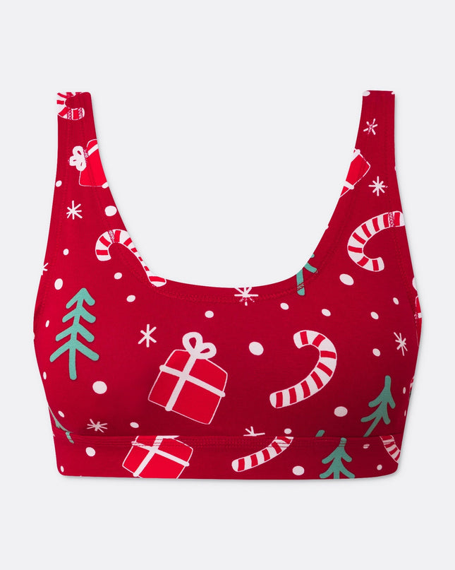 Soutien-gorge de sport à motif de Noël rouge