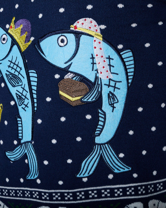 Pull de Noël pour femme avec trois poissons sages