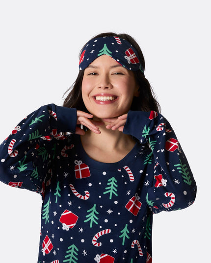 Masque de sommeil à motif de Noël bleu