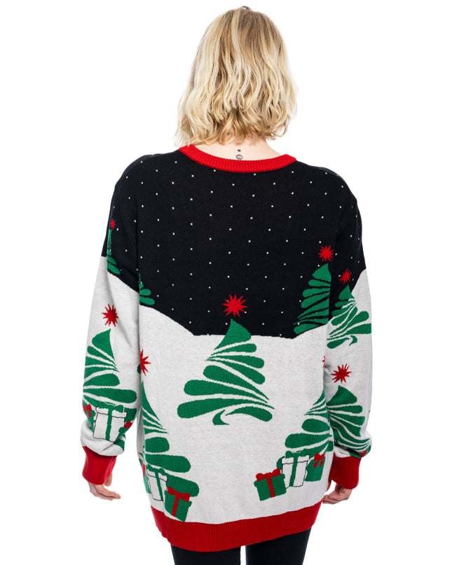 Pull de Noël moche avec le Père Noël sur un traîneau en T-Rex